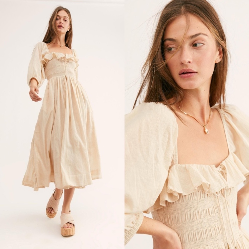 Free People Cream Midi Dress